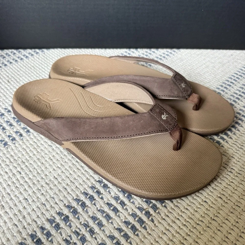 Kuru Kala Sandals Women's 11 Cocoa Brown Leather Thong Flip Flop Shoes Beach